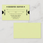 黄色の座席歯科用アポイントメント 予約カード (正面/裏面)