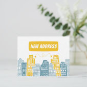 黄色の建物がある引越しのお知らせ ポストカード (スタンド正面)