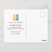 黄色の建物がある引越しのお知らせ ポストカード (裏面)