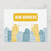 黄色の建物がある引越しのお知らせ ポストカード (正面)