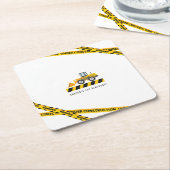 黄色の建築ダンプトラックのパーティー供給 スクエアペーパーコースター (アングル)