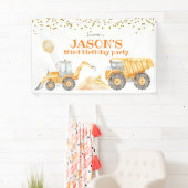 黄色の建築トラック誕生日大バナー 横断幕 (インサイチュ)