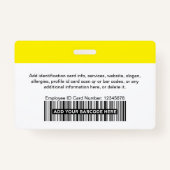 黄色の従業員モダンの写真IDセキュリティ バッジ (裏面)