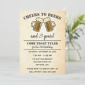 黄色の応援がビール21歳の誕生日パーティー 招待状 (スタンド正面)