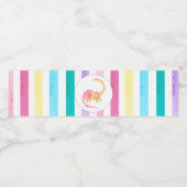 黄色の恐竜とパステルストライプの ペットボトルラベル (シングルラベル)