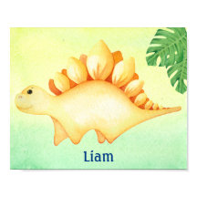 黄色の恐竜の少年の名前子供部屋水色のポスト