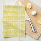 黄色の愛の言葉ティータオルキッチンタオル キッチンタオル (四つ折り)