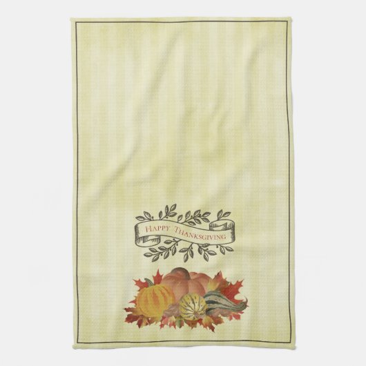 黄色の感謝祭カボチャとスカッシュ キッチンタオル (縦)