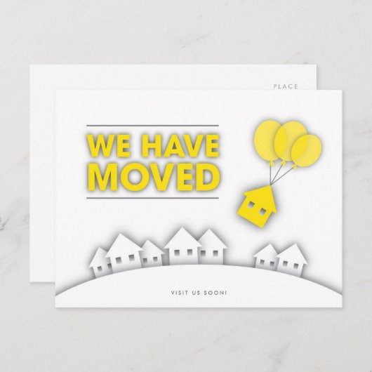 黄色の我々は家はがき移動している 案内ポストカード (正面/裏面)