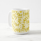 黄色の手の色合い引きバレンタインの愛 コーヒーマグカップ (正面左)