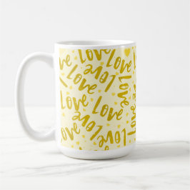 黄色の手の色合い引きバレンタインの愛 コーヒーマグカップ