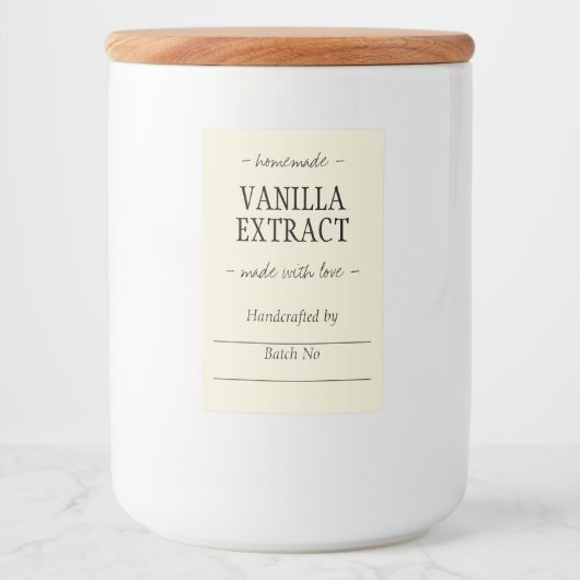 黄色の手作り手作りバニラエキス フードラベル (正面)