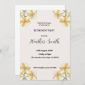 黄色の手描きの花の退職パーティー招待状 招待状 (正面/裏面)