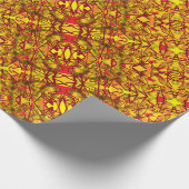 黄色の抽象芸術アートはサリの布の部族のように見える ラッピングペーパー (角)