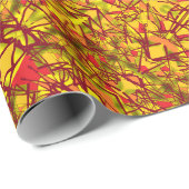 黄色の抽象芸術アートはサリの布の部族のように見える ラッピングペーパー (ロールコーナー)