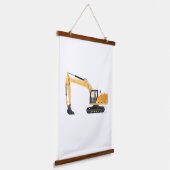 黄色の掘削機建設キッズルームのデコル 吊り下げ型タペストリー (傾斜あり)