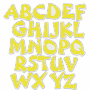 黄色の文字の透明なアルファベットウォール シール