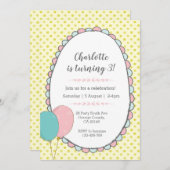 黄色の斑点のあるヴィンテージ誕生日招待状 招待状 (正面/裏面)