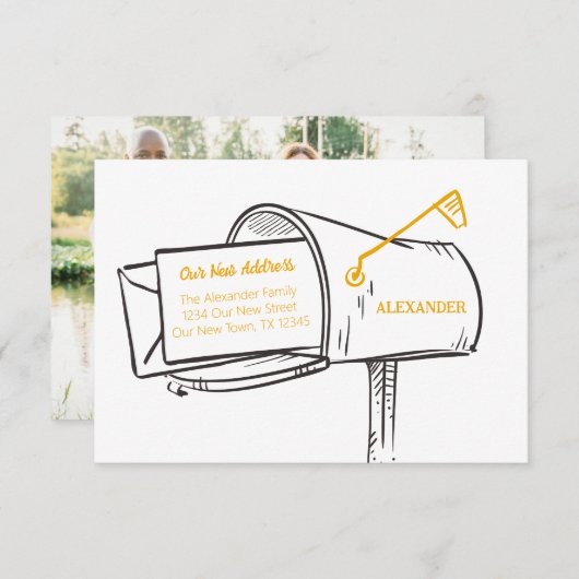 黄色の新しいアドレスメールボックスの移動 (正面/裏面)