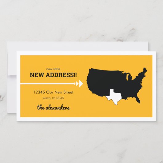 黄色の新しい州、新しいアドレス！テキサス州移動 (正面)