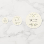 黄色の新郎新婦の結婚紙吹雪 コンフェッティ (正面)