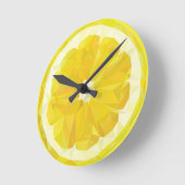 黄色の新鮮なサワーレモンスライスモダン ラウンド壁時計 (傾斜)