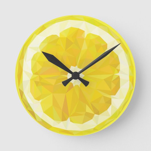 黄色の新鮮なサワーレモンスライスモダン ラウンド壁時計 (正面)
