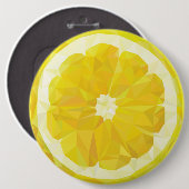 黄色の新鮮なサワーレモンスライスモダン 缶バッジ (正面&裏面)