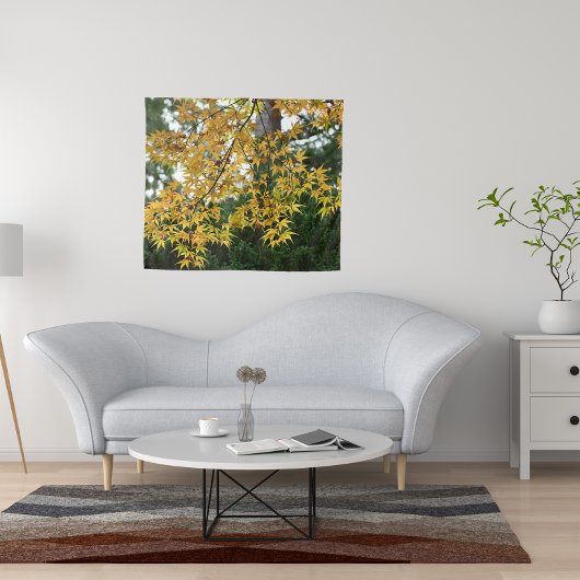 黄色の日本のメープル葉の写真 タペストリー