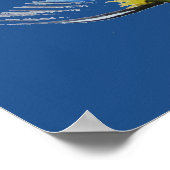 黄色の日本の錦鯉の水彩画 ポスター (角)