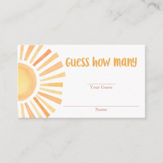 黄色の明るい日差しボーホカードの数を推測 エンクロージャーカード (正面)