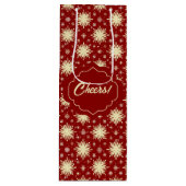 黄色の星と赤の背景 ワインギフトバッグ (正面)