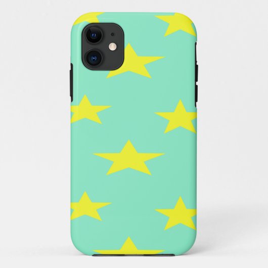 黄色の星オンターコイズ Case-Mate iPhoneケース (裏面)