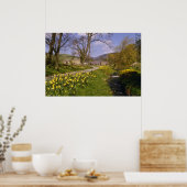 黄色の春のダッフ縁どィル、ピーブルの花 ポスター (キッチン)