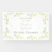 黄色の春のワイルドフラワー ホワイト ブライダルシャワー 横断幕 (横)