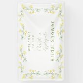 黄色の春のワイルドフラワー ホワイト ブライダルシャワー 横断幕 (縦)