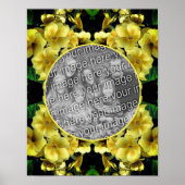 黄色の春の花フレーム自分の写真を追加 ポスター (正面)