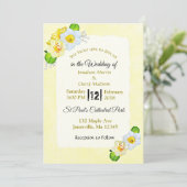 黄色の春の花結婚式招待状 招待状 (スタンド正面)