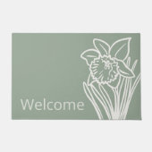 黄色の春ダフォディルインザガーデンウェルカム ドアマット (正面)