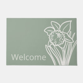 黄色の春ダフォディルインザガーデンウェルカム ドアマット