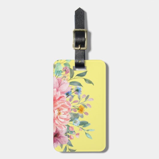 黄色の晴れ模様（花の荷札付き） ラゲッジタグ (正面縦)