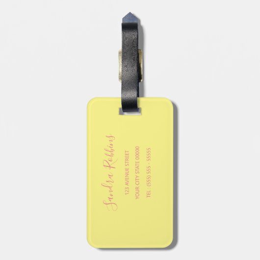 黄色の晴れ模様（花の荷札付き） ラゲッジタグ (裏面縦)