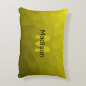 黄色の暗い幾何グラデーションメッシュパターンモノグラム アクセントクッション (裏面(縦))