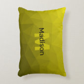 黄色の暗い幾何グラデーションメッシュパターンモノグラム アクセントクッション (正面(垂直))