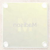 黄色の暗い幾何グラデーションメッシュパターンモノグラム ガラスコースター (裏面)