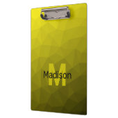 黄色の暗い幾何グラデーションメッシュパターンモノグラム クリップボード (左)