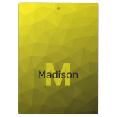 黄色の暗い幾何グラデーションメッシュパターンモノグラム クリップボード (裏面)