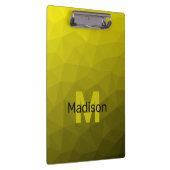 黄色の暗い幾何グラデーションメッシュパターンモノグラム クリップボード (右)