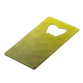 黄色の暗い幾何グラデーションメッシュパターンモノグラム クレジットカード栓抜き (裏面アングル)