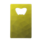 黄色の暗い幾何グラデーションメッシュパターンモノグラム クレジットカード栓抜き (裏面)